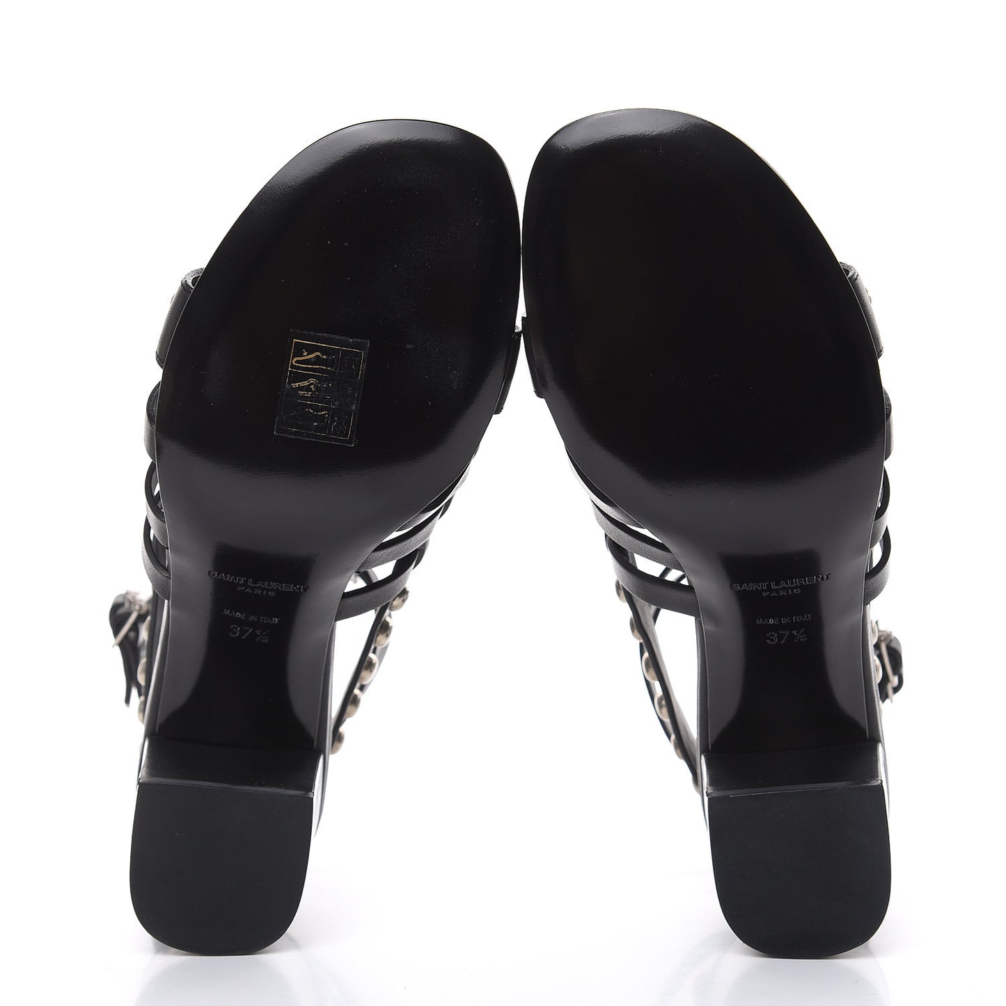 Calfskin Studded Gladiator Sandals 37.5 Black