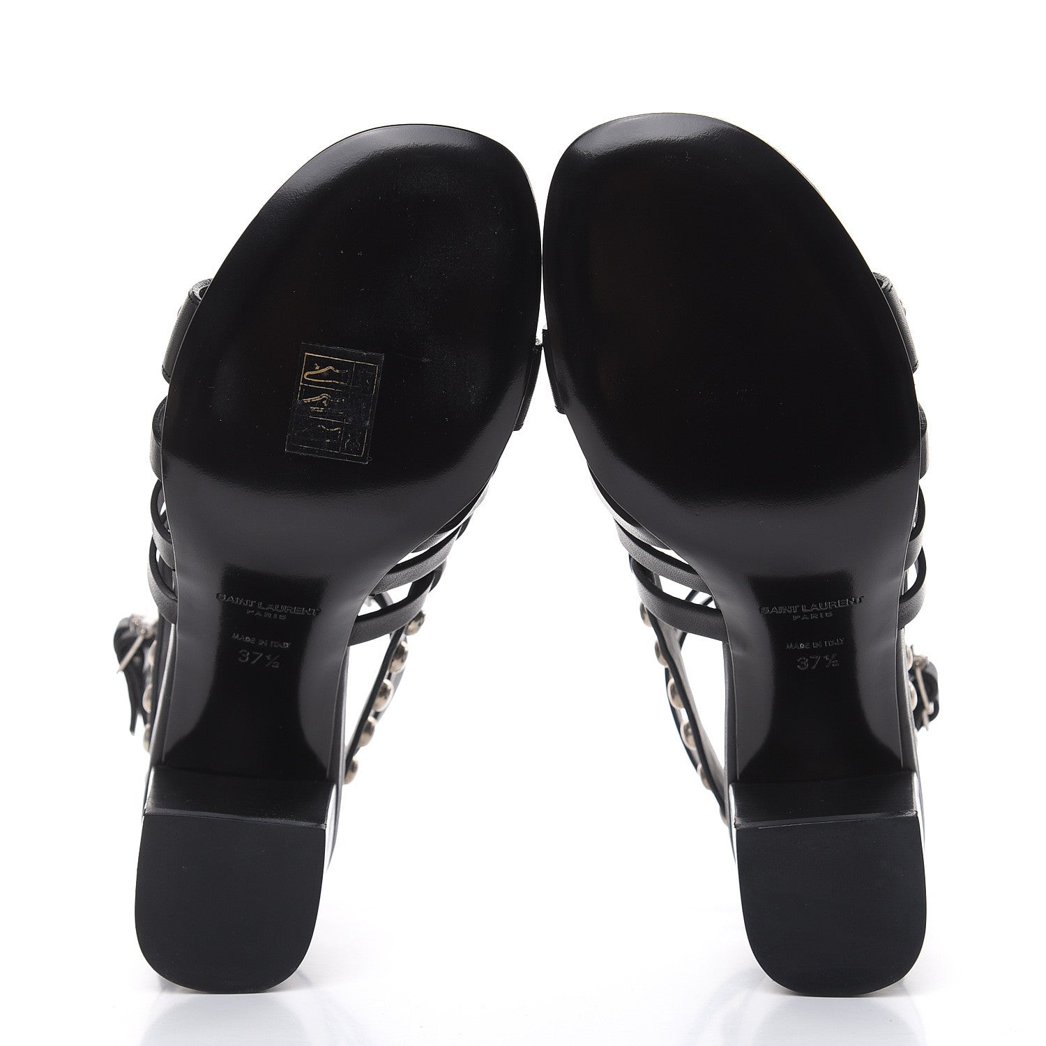 Saint Laurent Calfskin Studded Gladiator Sandals 37.5 Black 5 of 8