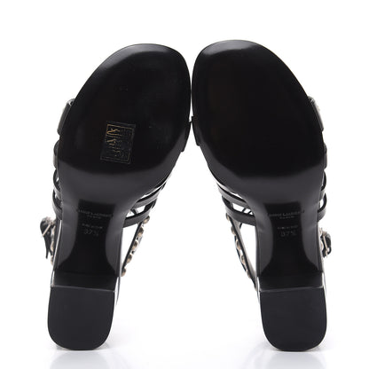 Saint Laurent Calfskin Studded Gladiator Sandals 37.5 Black 5 of 8
