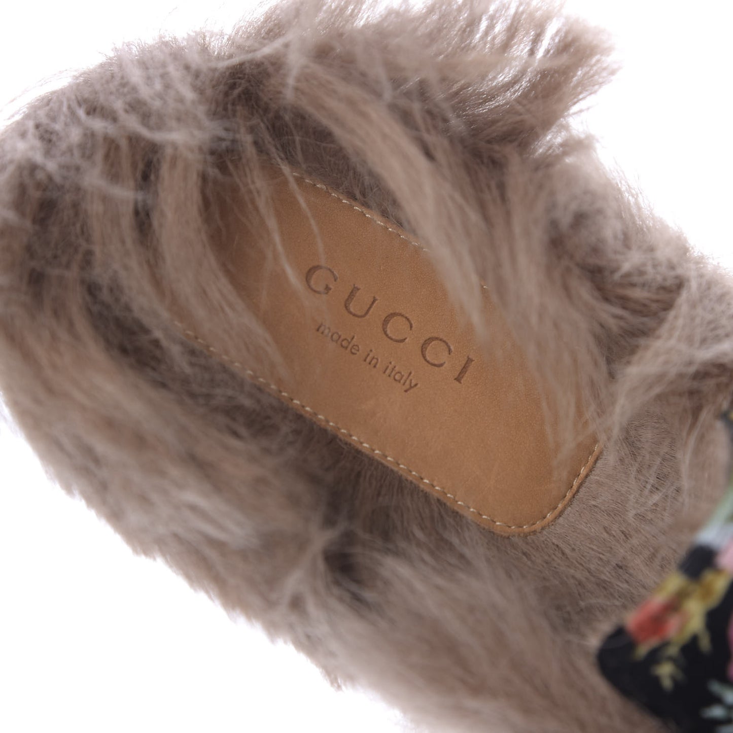 Velvet Fur Floral Womens Princetown Slippers 41 Black