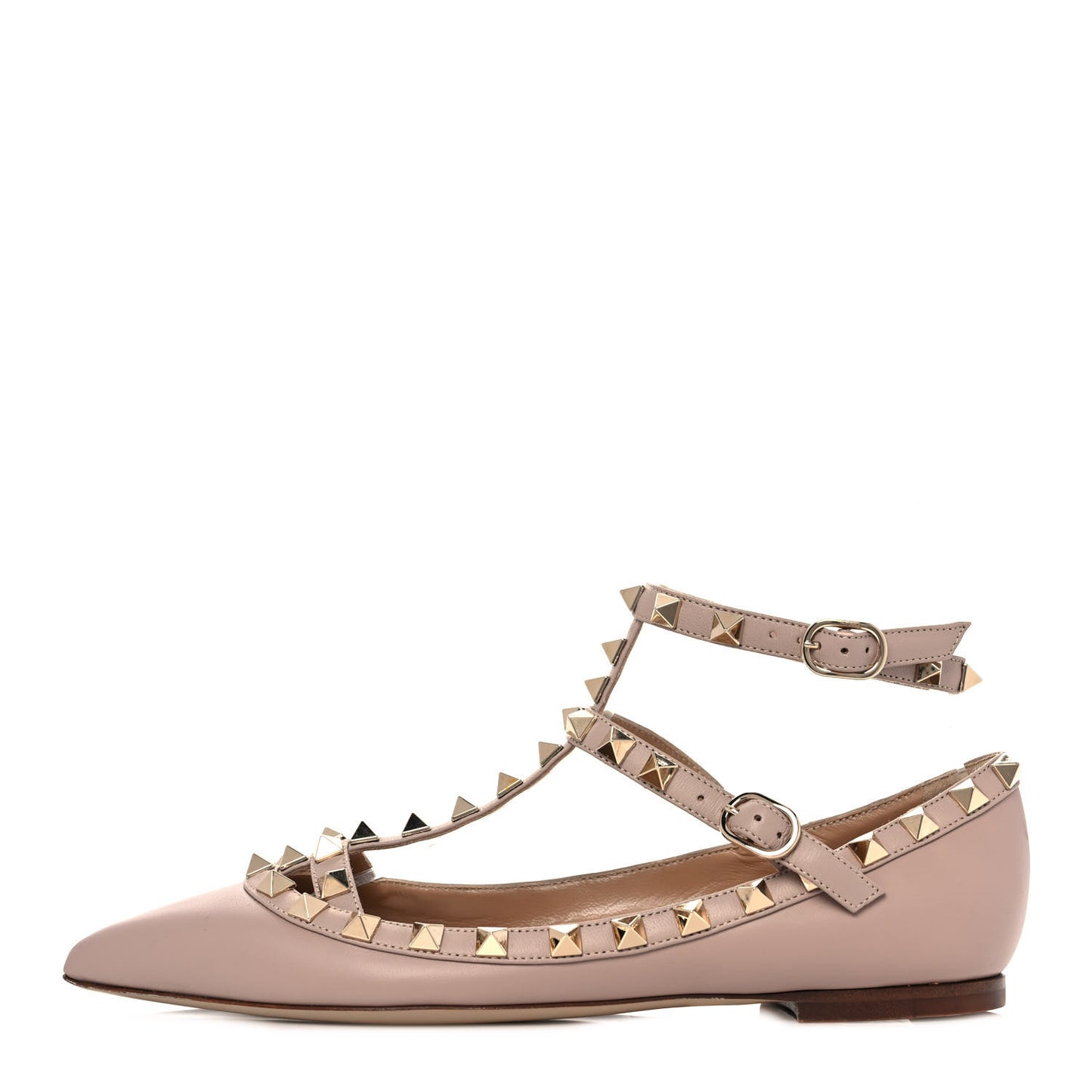 Nappa Rockstud Cage Ballerina Flats 35 Poudre