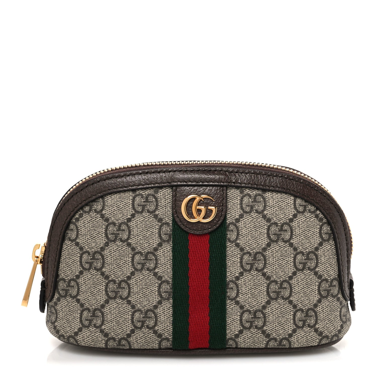 Gucci GG Supreme Monogram Textured Calfskin Web Medium Ophidia Cosmetic Case Beige Ebony New Acero 1 of 8
