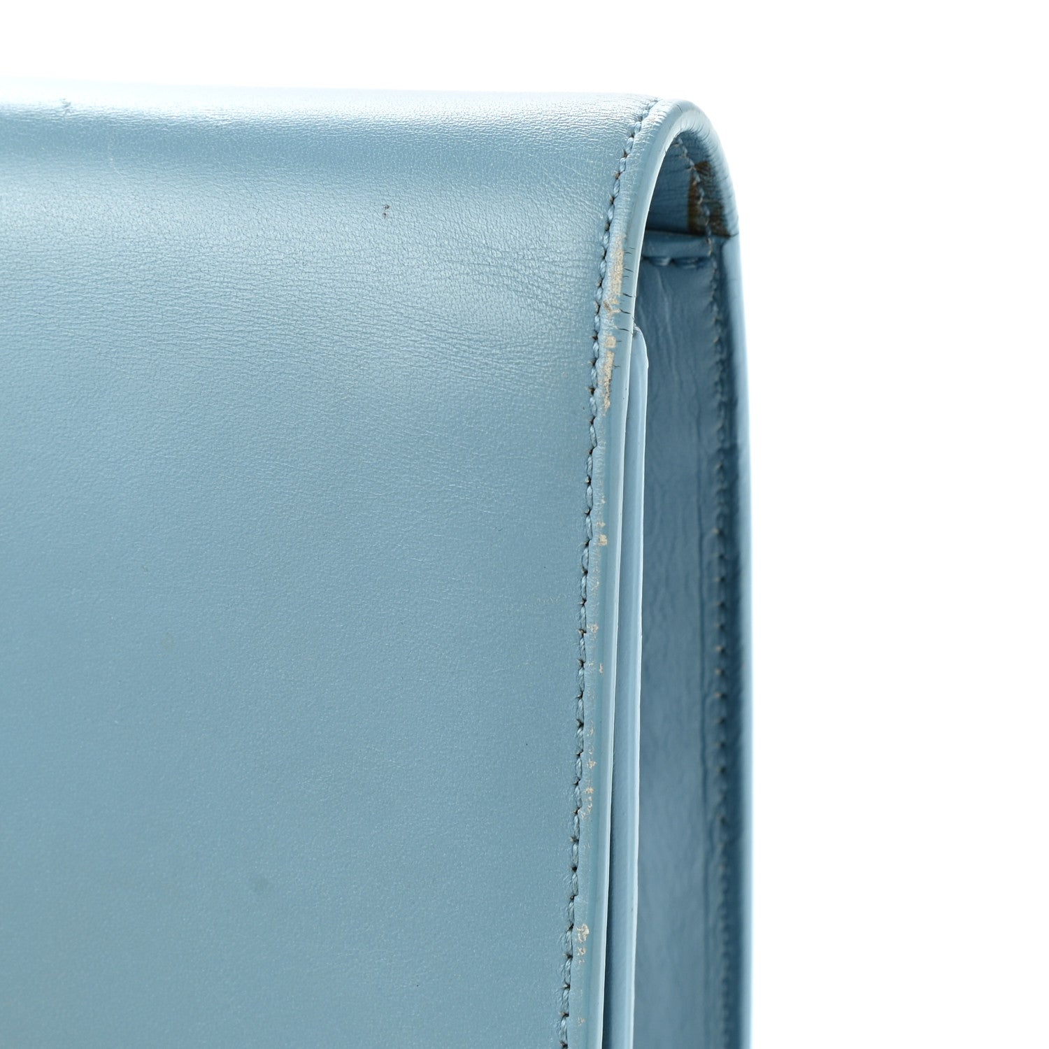 Saint Laurent Smooth Calfskin Classic Monogram Cassandre Clutch Blue Glacier 10 of 11