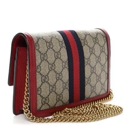 Gucci GG Supreme Monogram Web Queen Margaret Chain Wallet Red 3 of 10