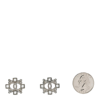 Chanel Swarovski Crystal CC Earrings Silver 2 of 4