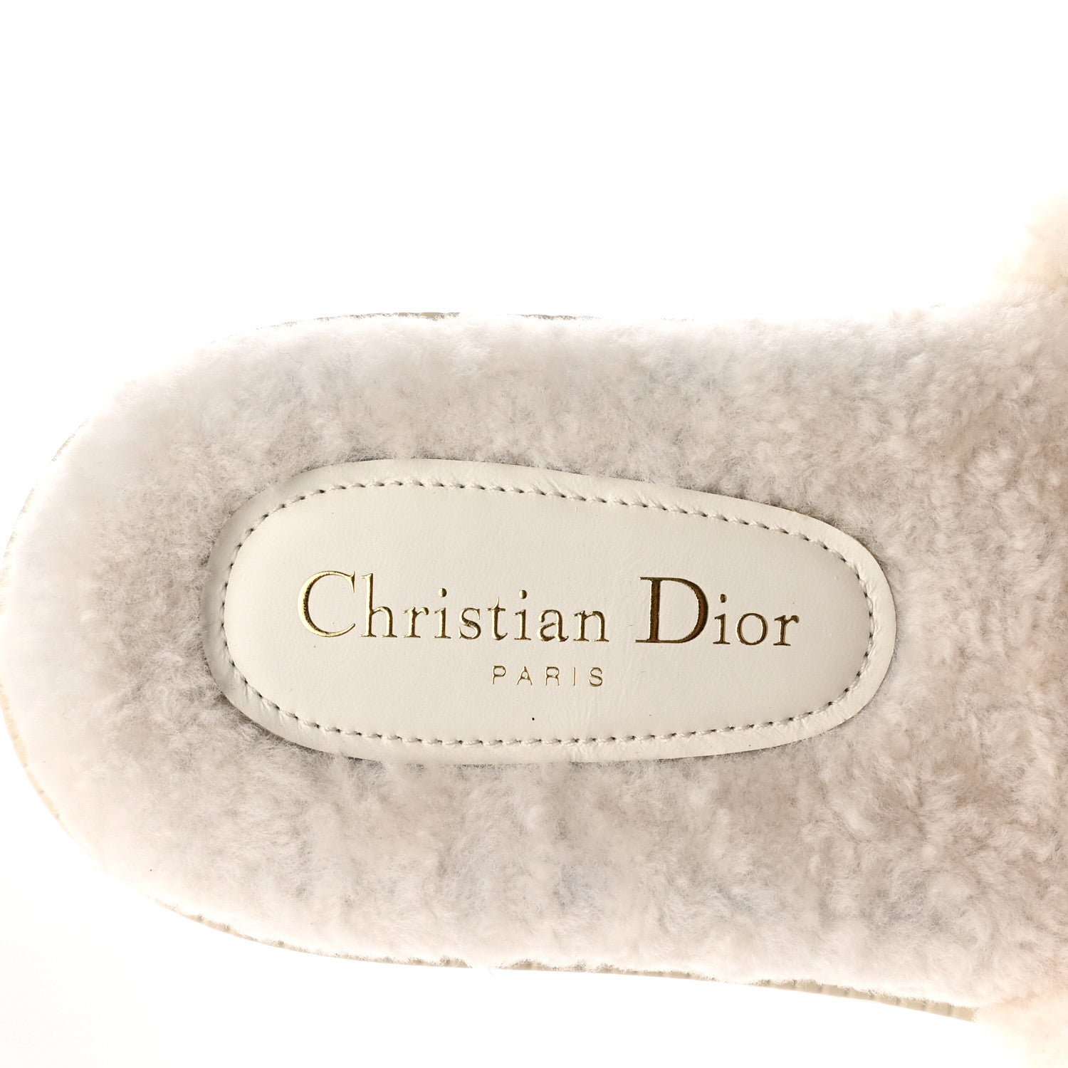 Christian Dior Shearling Canvas Embroidered Dway 10mm Slide Sandals 37.5 Pink White 7 of 9
