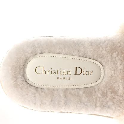Christian Dior Shearling Canvas Embroidered Dway 10mm Slide Sandals 37.5 Pink White 7 of 9
