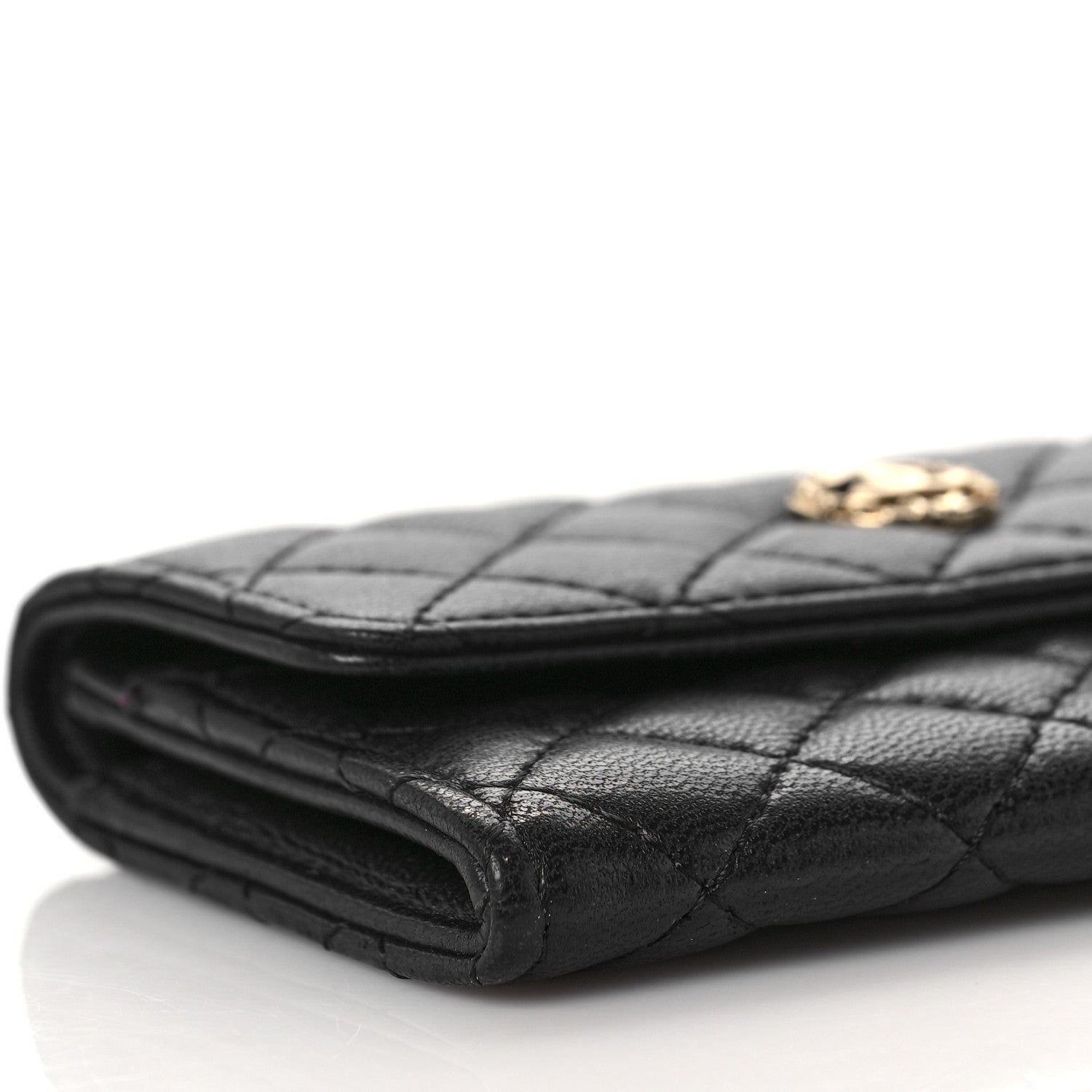 Chanel Lambskin Quilted Flap Card Holder Wallet Black 9 of 10