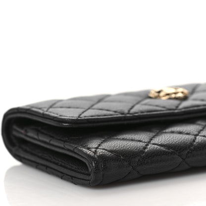 Chanel Lambskin Quilted Flap Card Holder Wallet Black 9 of 10