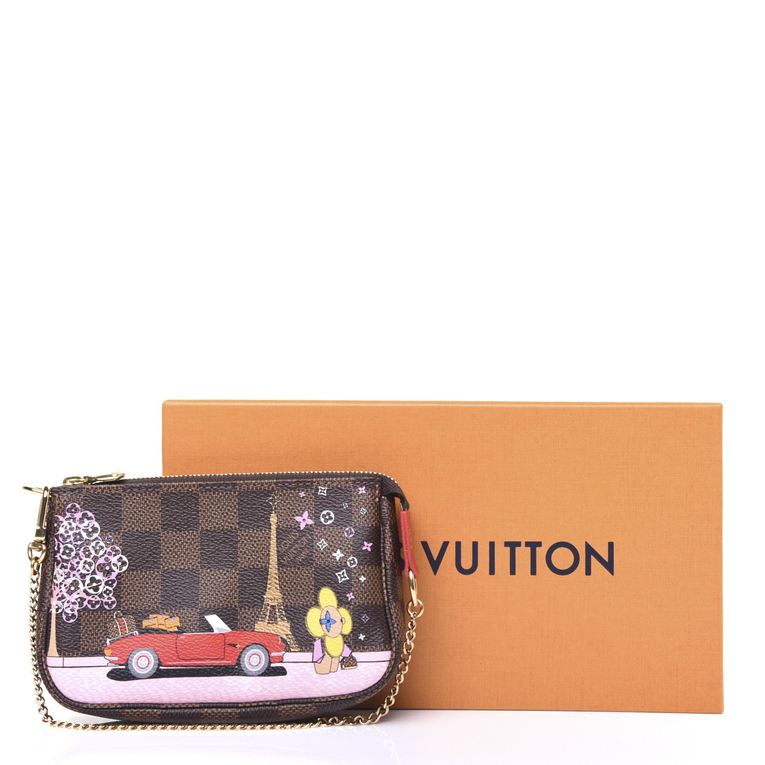 Louis Vuitton Damier Ebene 2019 Christmas Animation Mini Pochette Accessories Red 11 of 11