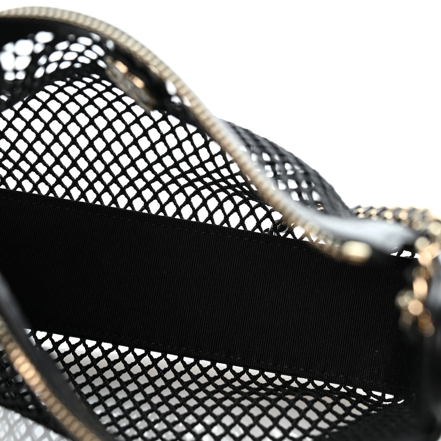 Mesh Shiny Lambskin Clutch With Chain Black