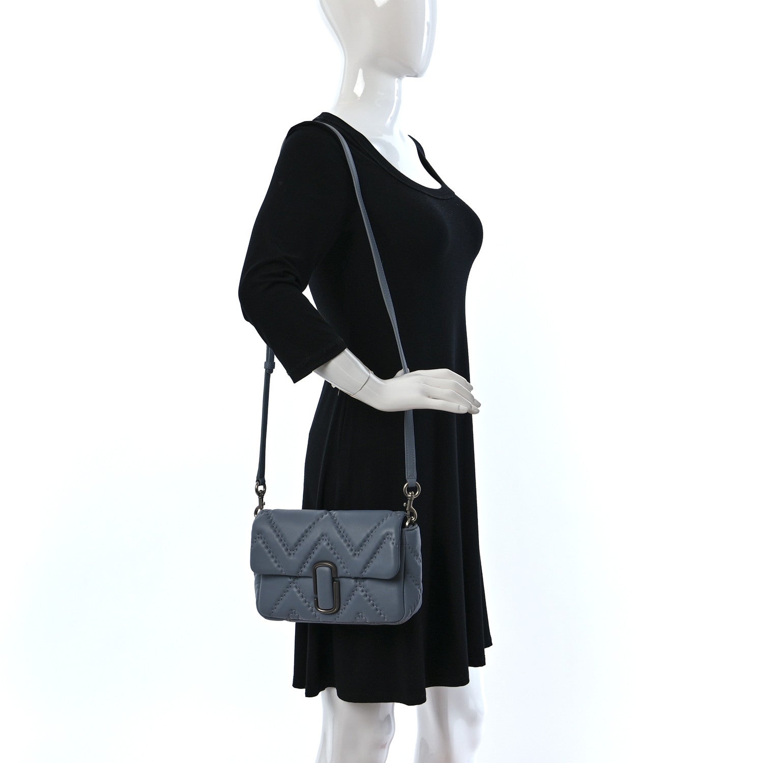 Marc Jacobs Calfskin Quilted The J Marc Shoulder Bag Wolf Grey 2 of 8