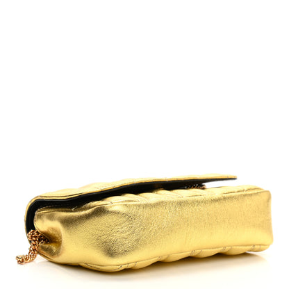 Versace Metallic Vitello Quilted Virtus Mini Wallet Chain Crossbody Gold 4 of 8