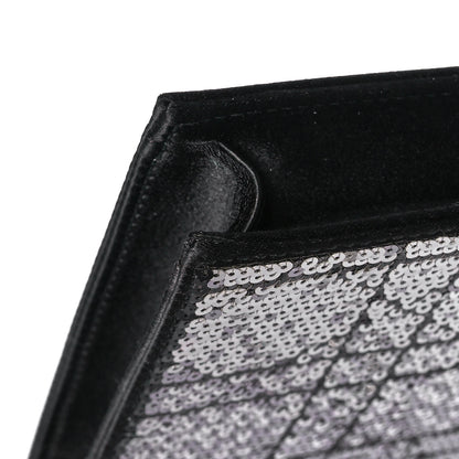 Christian Dior Satin Sequin Cannage Rendezvous Chain Wallet Black Multicolor 11 of 14
