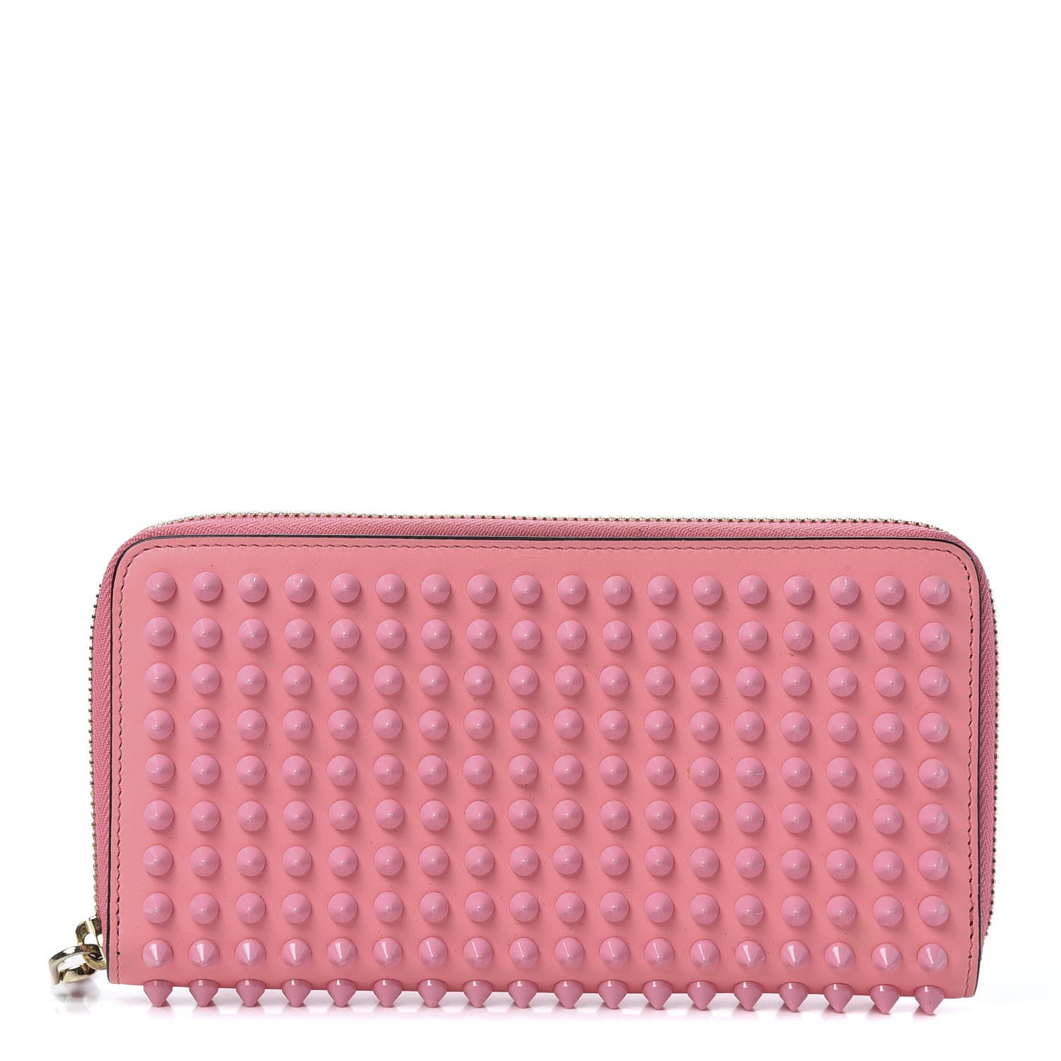 Christian Louboutin Calfskin Panettone Spiked Zip Around Wallet Pink 1 of 8