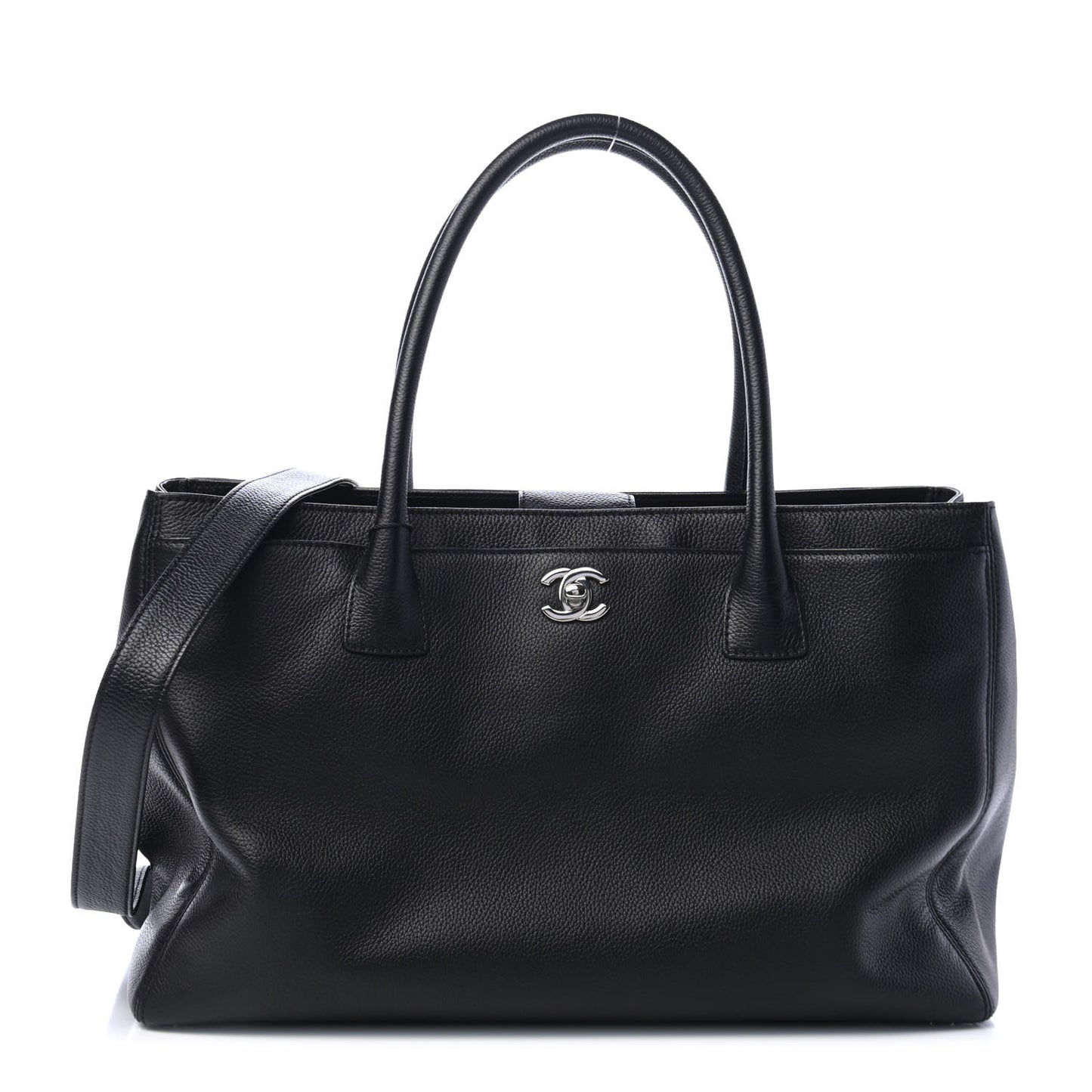 Calfskin Cerf Executive Shopper Tote Black