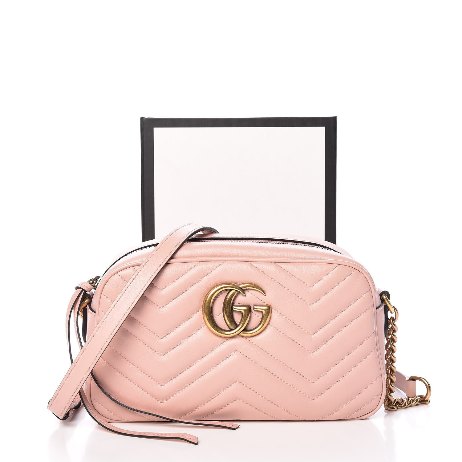 Gucci Calfskin Matelasse Small GG Marmont Chain Shoulder Bag Perfect Pink 10 of 10