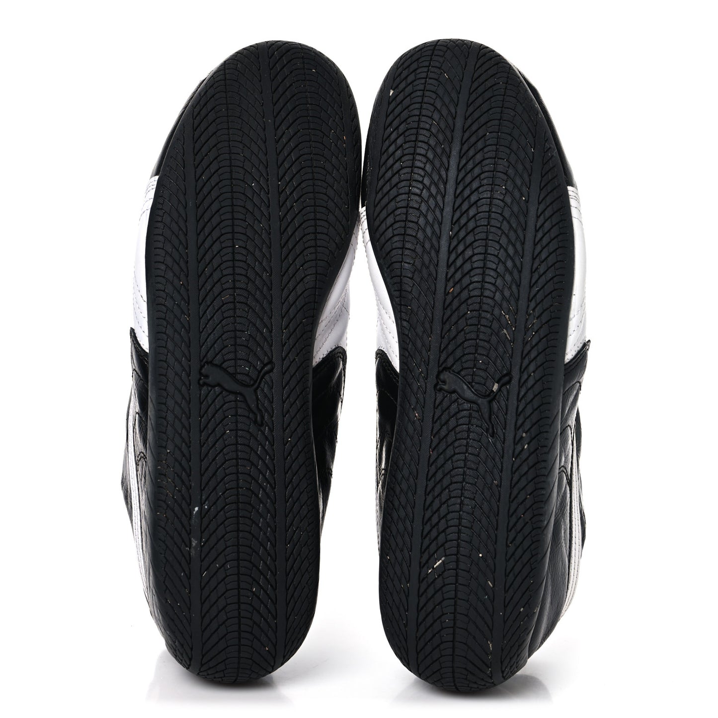 X PUMA Crumpled Calfskin Mens Speedcat Sneakers 42 Black White