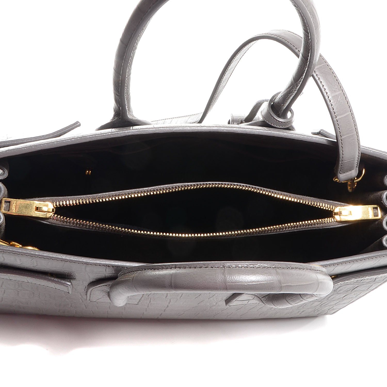 Saint Laurent Calfskin Crocodile Embossed Small Sac de Jour Earth 5 of 10