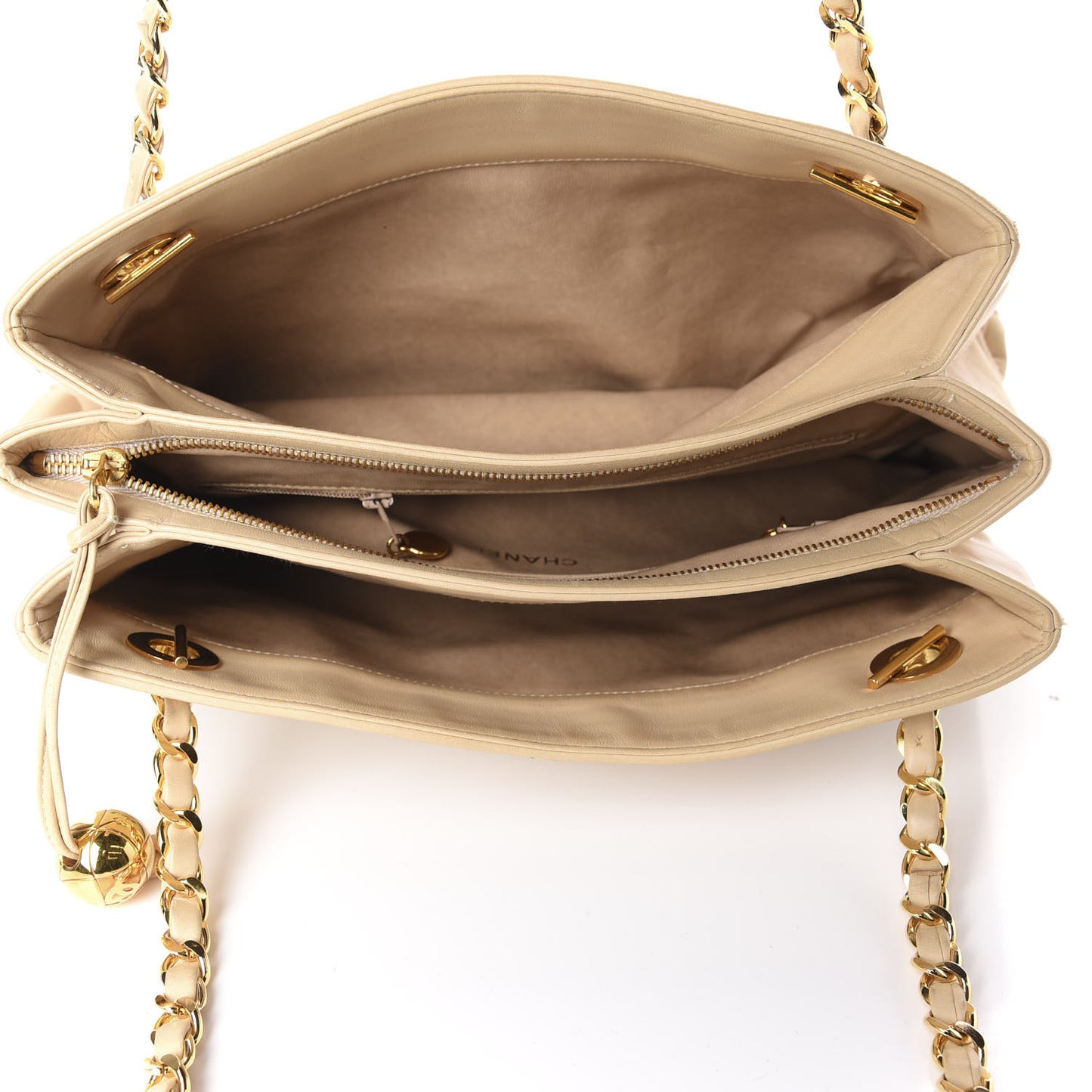 Calfskin Canvas Embroidered Flower Tote Beige