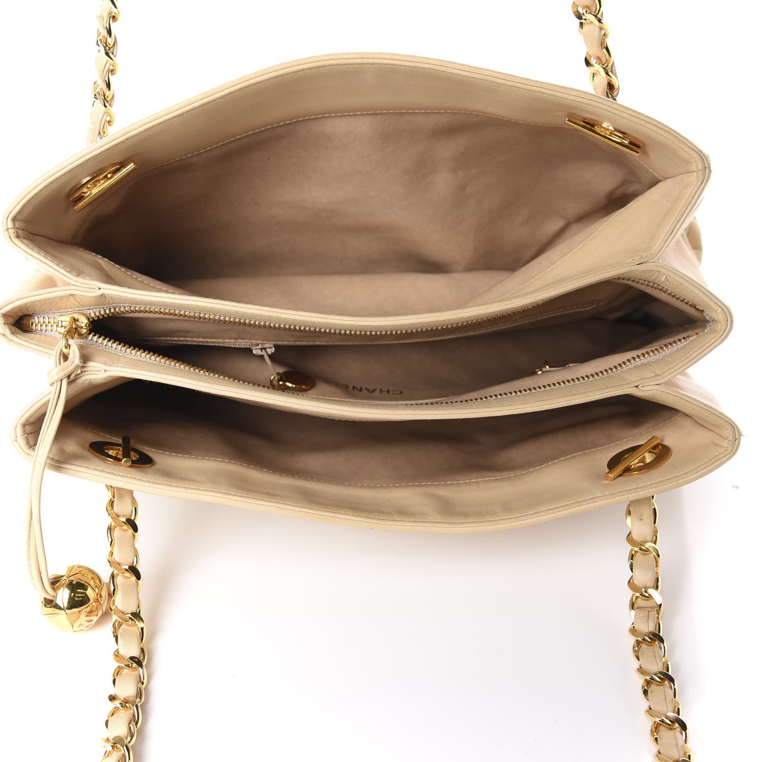 Chanel Calfskin Canvas Embroidered Flower Tote Beige 4 of 14