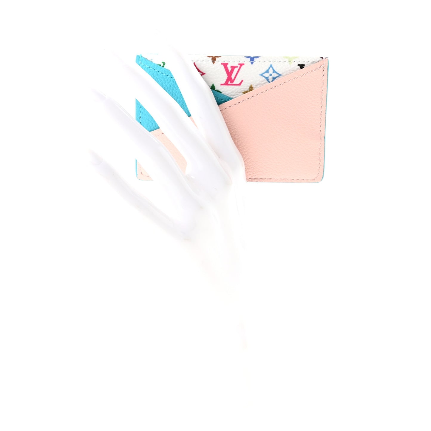 LV X TM Monogram Multicolor Criss-Cross Card Holder Kabira Blue Rose