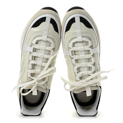 Chanel Suede Calfskin Womens CC Sneakers 39 White Black 2 of 11