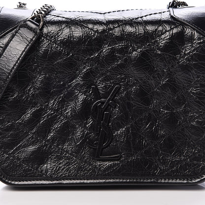 Saint Laurent Crinkled Calfskin Matelasse Monogram Niki Chain Wallet Black 7 of 9