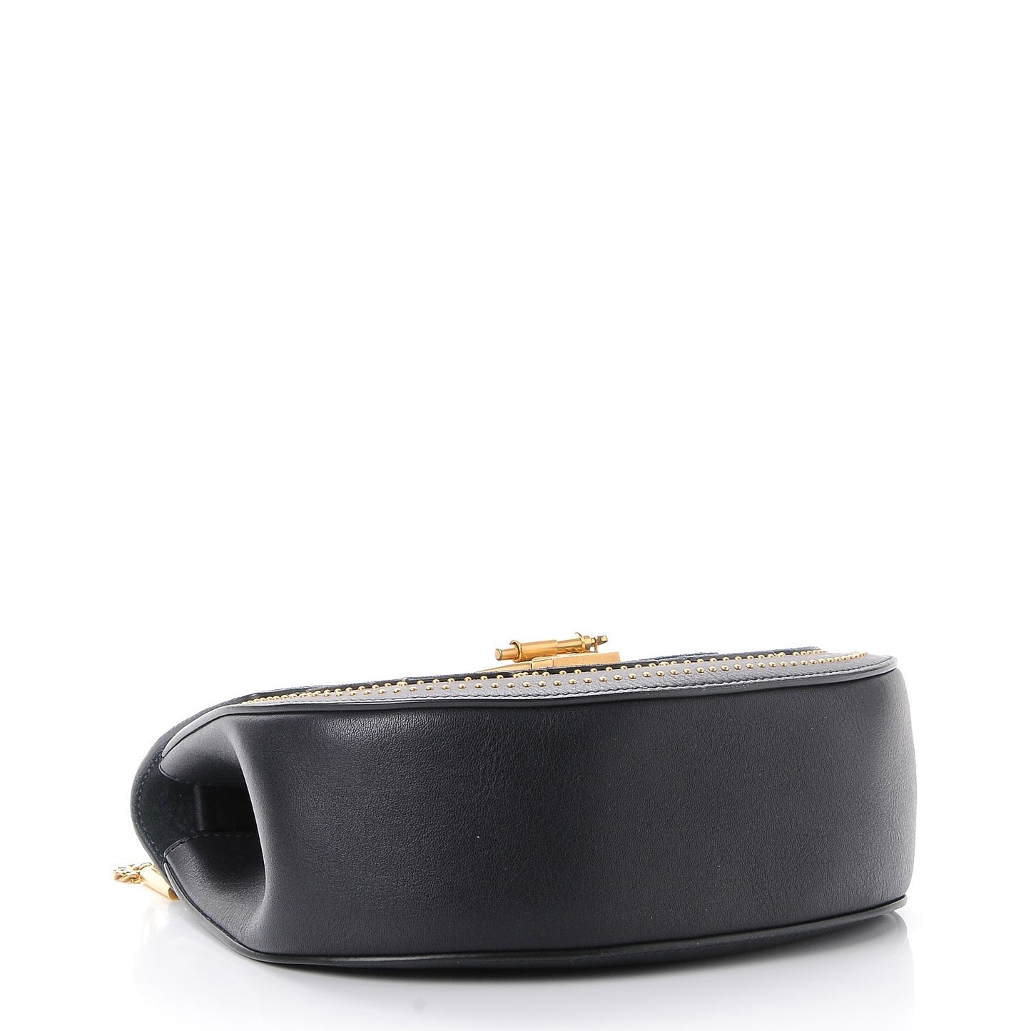 Suede Smooth Calfskin Studded Drew Shoulder Bag Full Blue