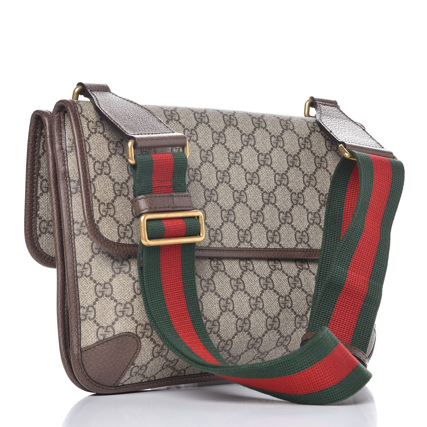 Gucci GG Supreme Monogram Web Neo Vintage Double Flap Messenger Bag Beige New Acero 3 of 9