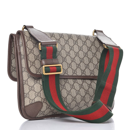 Gucci GG Supreme Monogram Web Neo Vintage Double Flap Messenger Bag Beige New Acero 3 of 9