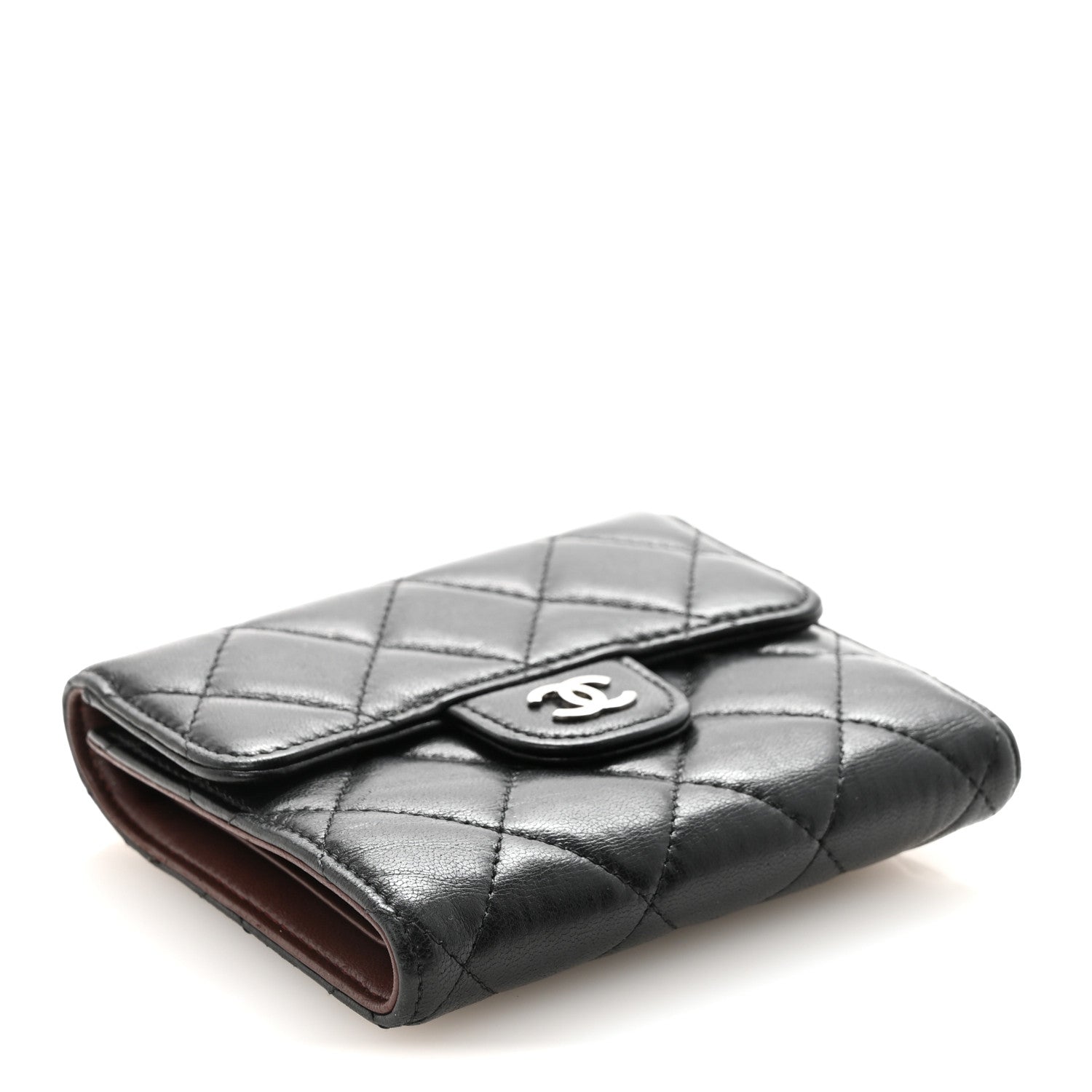 Chanel Lambskin Quilted Compact Flap Wallet Black 4 of 9