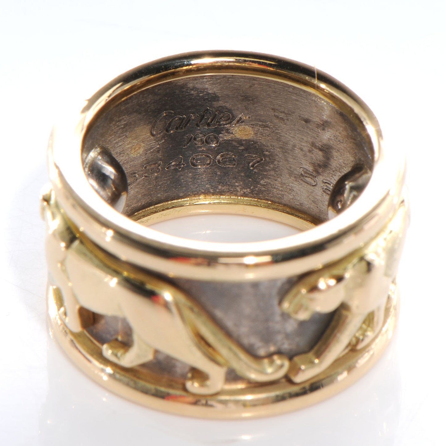 18K White Yellow Gold Panther Ring 49 5