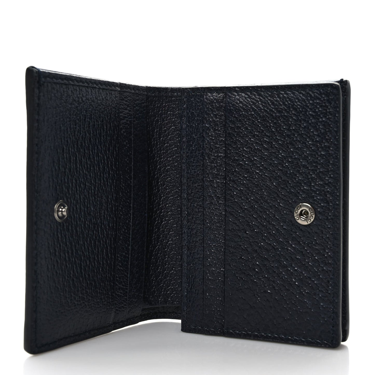 GG Supreme Monogram Textured Dollar Calfskin Web Ophidia Card Case Beige Blue
