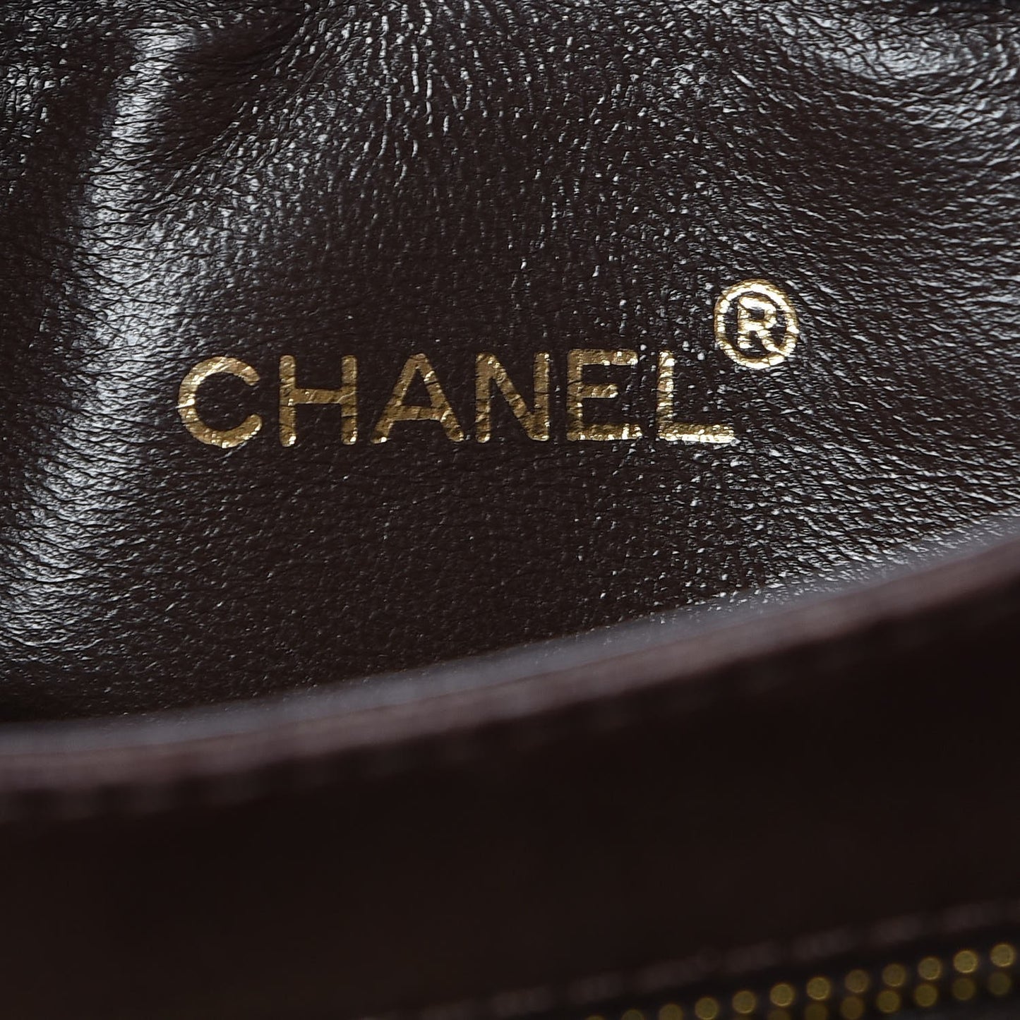 CHANE Lambskin Stitched Shoulder Bag Brown
