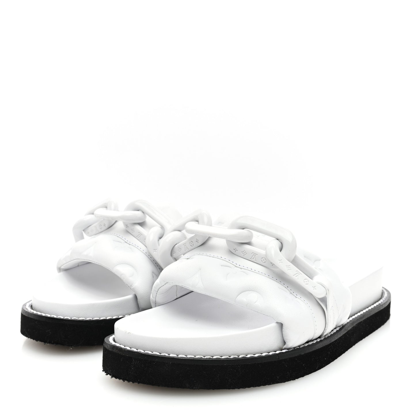 Calfskin Embossed Monogram Sunset Flat Comfort Mule 37 White