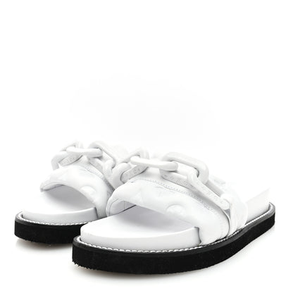Louis Vuitton Calfskin Embossed Monogram Sunset Flat Comfort Mule 37 White 2 of 7