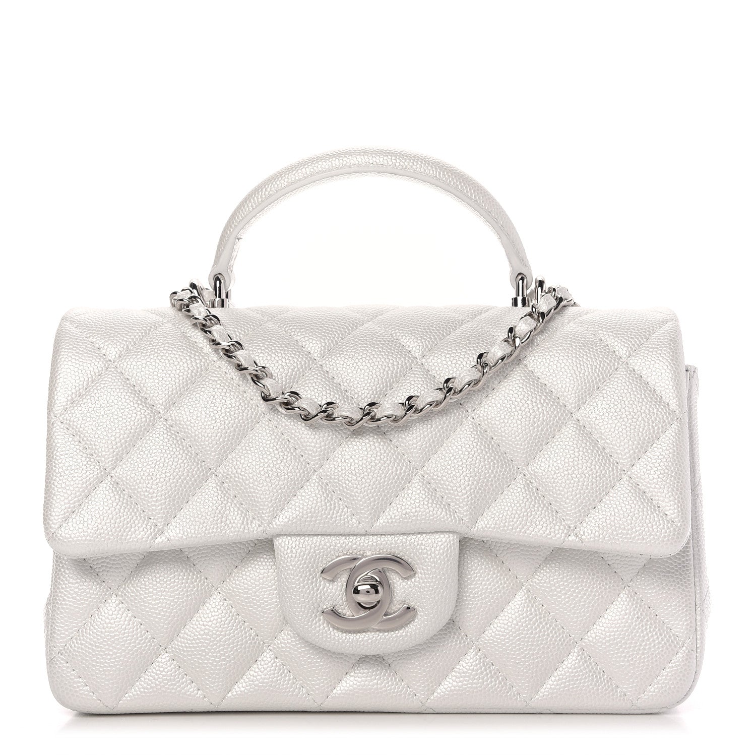 Chanel Iridescent Caviar Quilted Mini Top Handle Rectangular Flap White 1 of 9