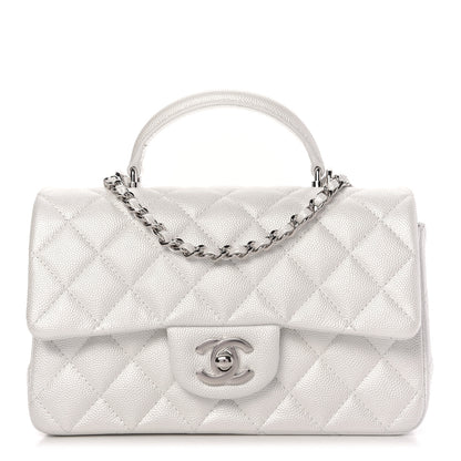 Chanel Iridescent Caviar Quilted Mini Top Handle Rectangular Flap White 1 of 9