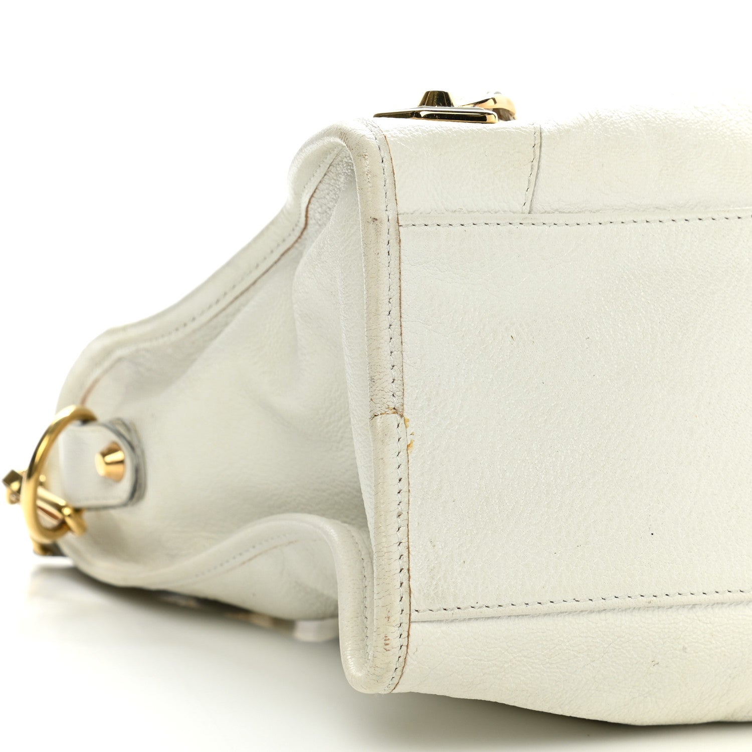 Balenciaga Chevre Gold Metallic Edge Hardware City White 9 of 15