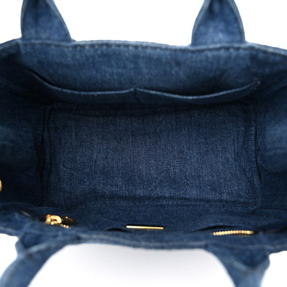 Prada Denim Small Logo Tote Bleu 5 of 10