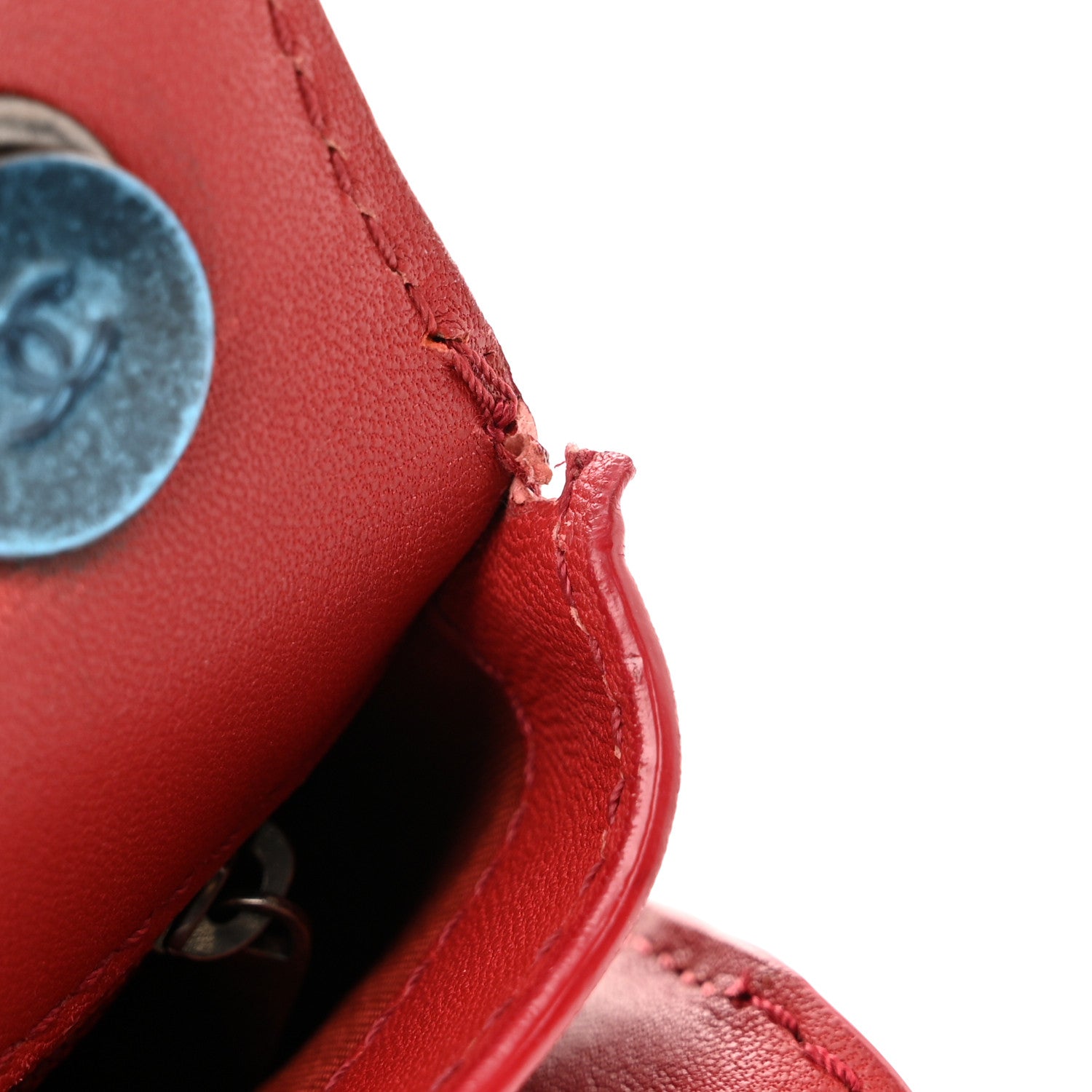 Chanel Lambskin Quilted Mini Natural CC Flap Red 13 of 16