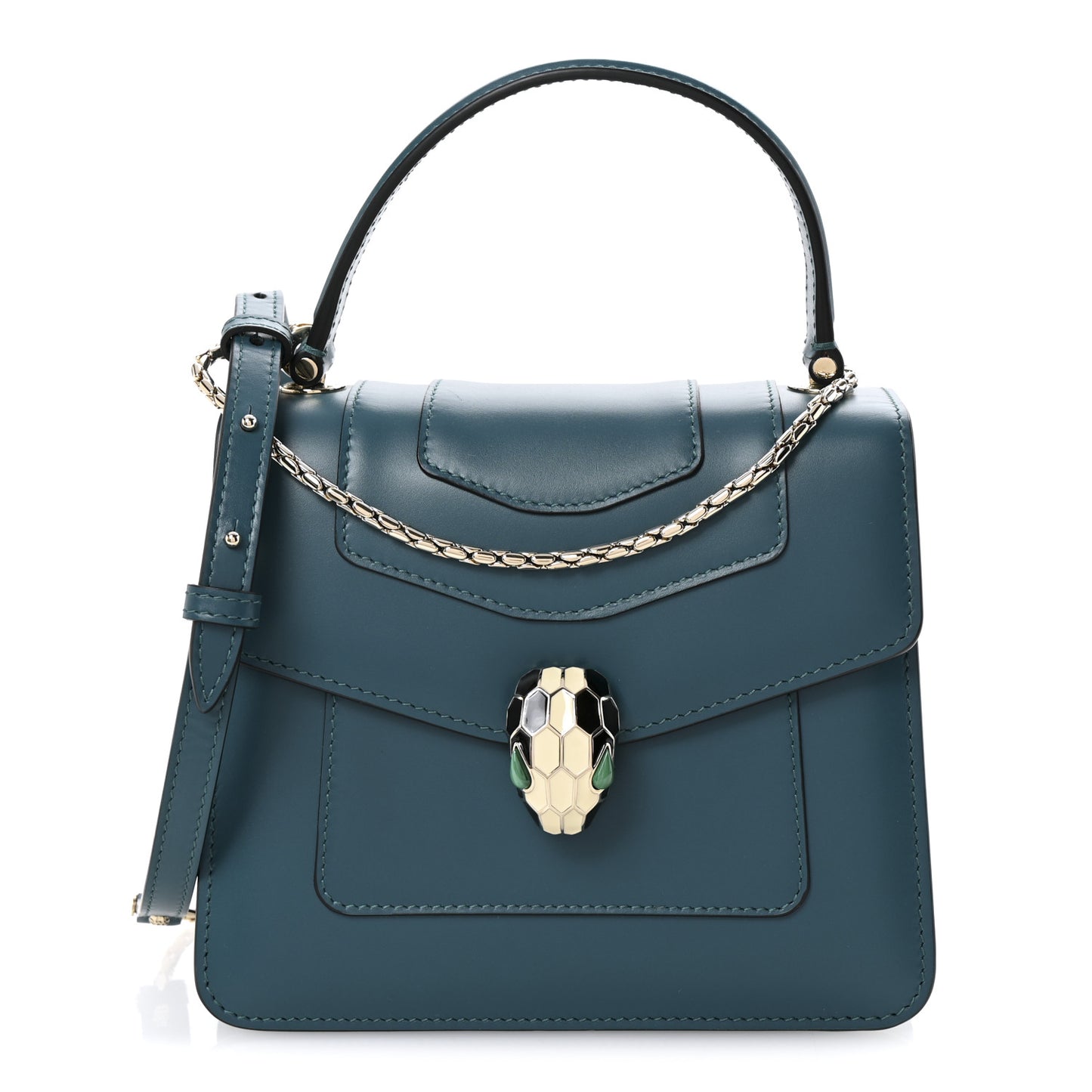 Calfskin Serpenti Forever Top Handle Emerald Green