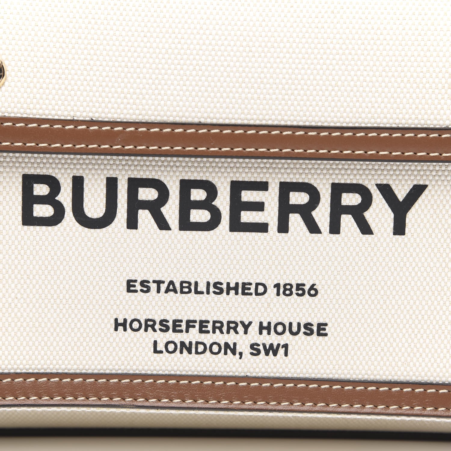 Burberry Canvas Smooth Calfskin Two Tone Mini Pocket Bag Natural Malt Brown 9 of 10