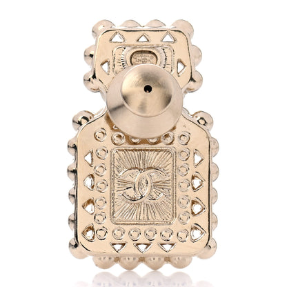 Chanel Resin Crystal Pearl Perfume Bottle CC Brooch Black Gold 3 of 5