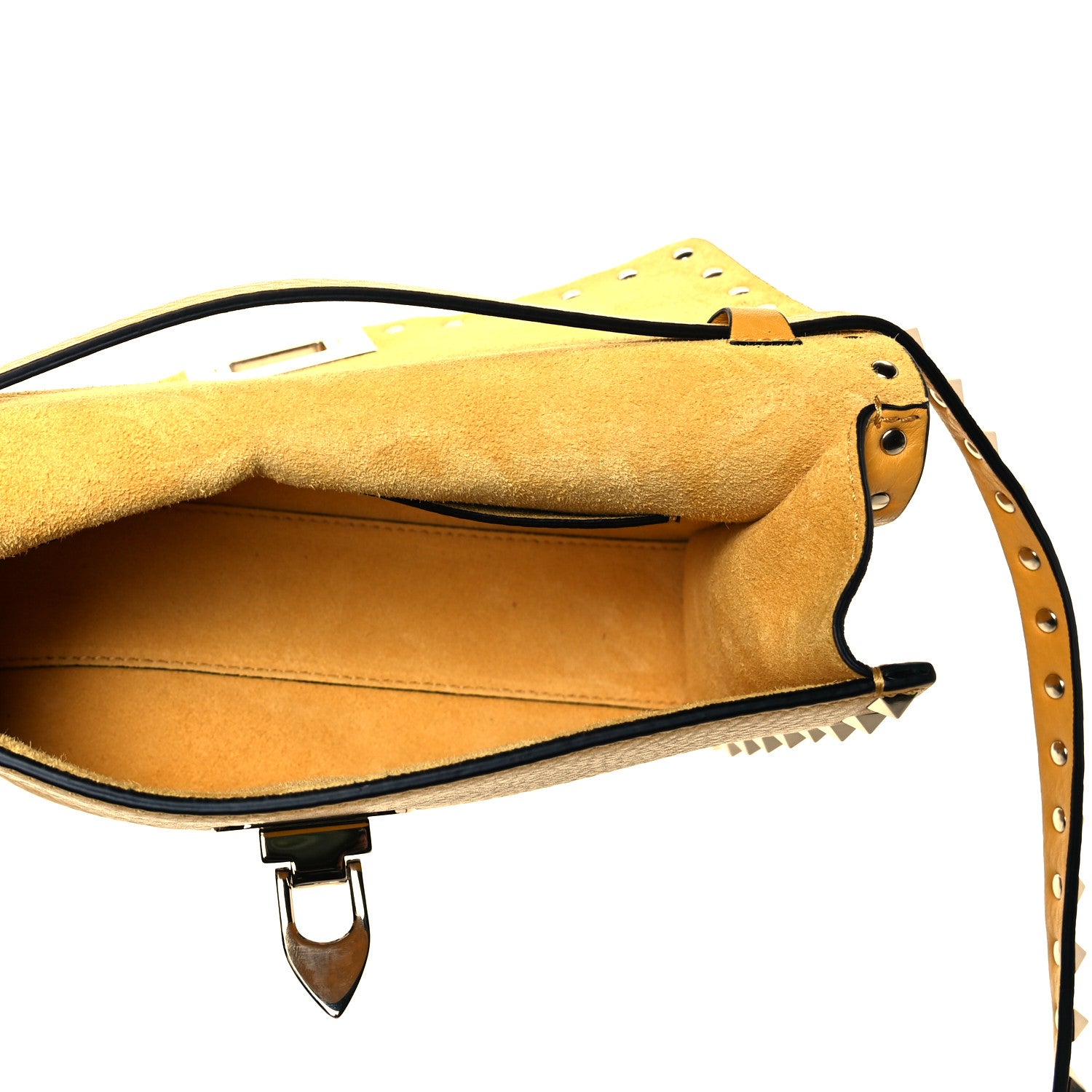 Valentino Garavani Pebbled Calfskin Medium Rockstud Flip Lock Crossbody Bag Yellow 13 of 15