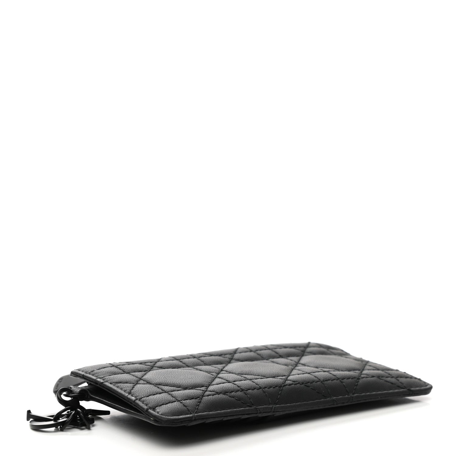 Christian Dior Ultra Matte Lambskin Cannage Small Lady Dior Zip Card Holder Black 4 of 8