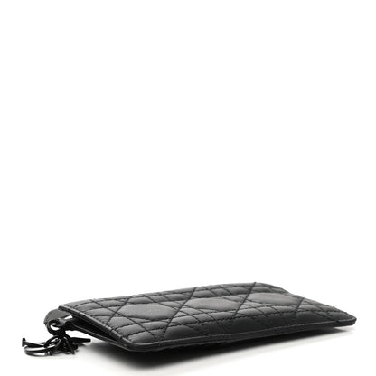 Christian Dior Ultra Matte Lambskin Cannage Small Lady Dior Zip Card Holder Black 4 of 8