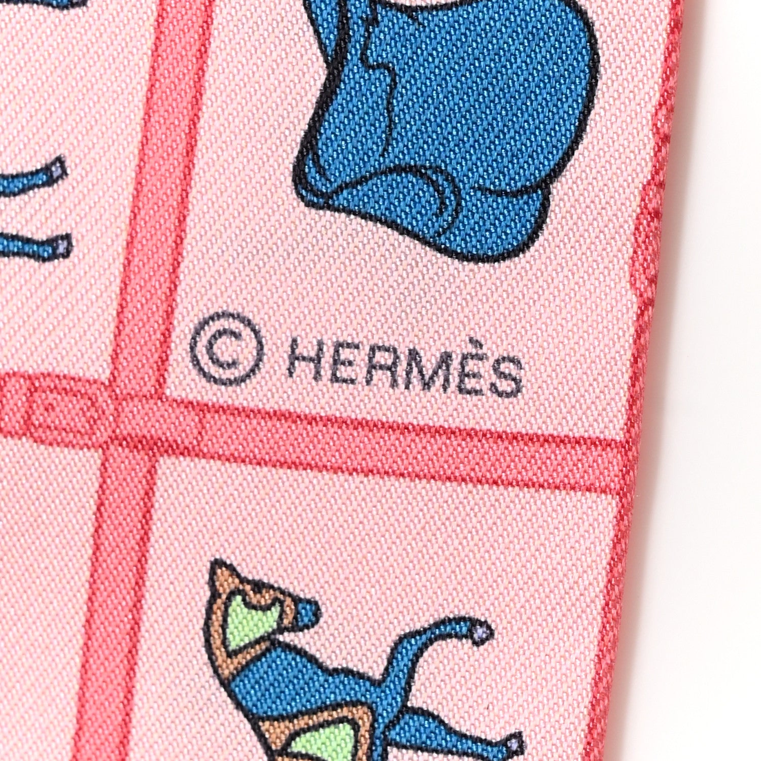 Hermes Silk Couvertures Et Tenues Twilly Rose Bleu Vert 4 of 4