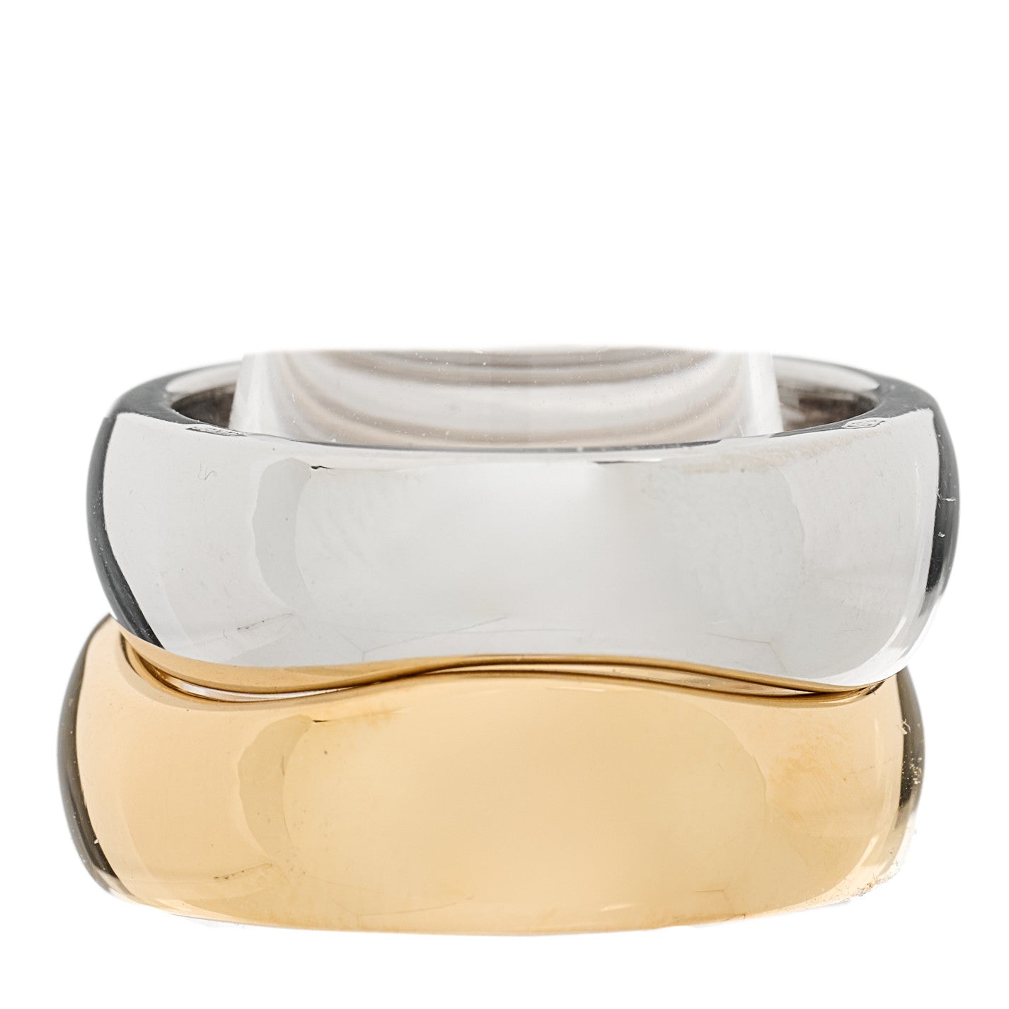 18K Yellow White Gold Love Me Band Ring Set of 2 53 6.25